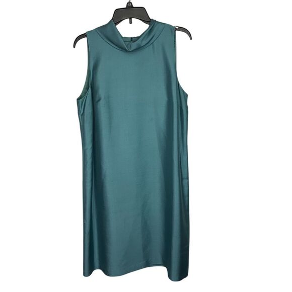 Talbots Women's Size 16 Blue Silk Sleeveless Midi Calf Length Dress NWT